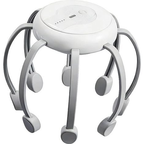 Masseur de tête octopus – 8 points – 360° – Sans fil – Relaxation et sommeil – Blanc (1/5)