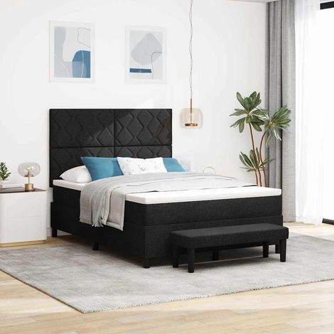 vidaXL Cama tipo Box Spring con cabecera Negro 140 x 190 cm tela (1/5)