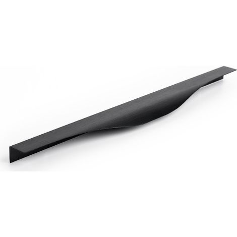 Poignée de meuble en aluminium noir brossé 200mm – Entraxe 128mm – Design ondulé pour cuisines et salles de bain – Viefe