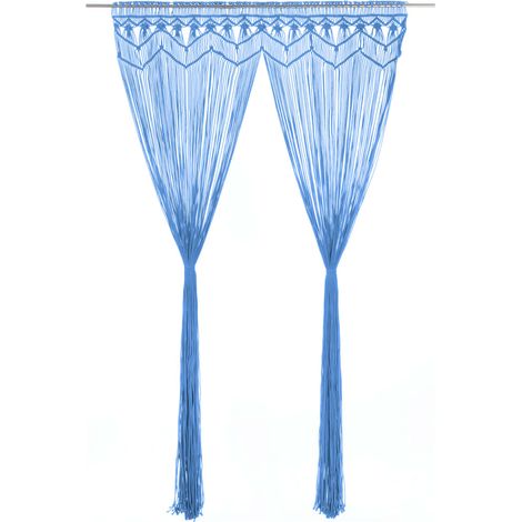 Makramee Vorhang Blau 140x240 cm Baumwolle
