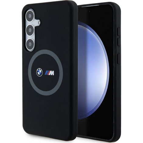 Coque rigide noire/noire BMW BMHMS24M23SROK S24+ S926 avec anneau en silicone imprimé et MagSafe