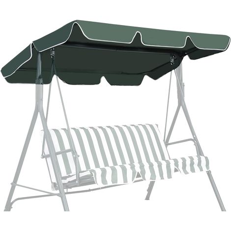 Toit de rechange pour balancelle de jardin - Toit pare-soleil universel 2 places/3 places - Housse de rechange imperméable - Auvent pare-soleil (vert, 16411415cm)