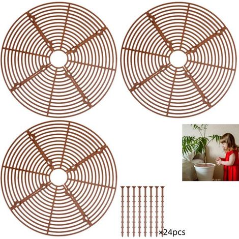 Protection de pot de fleurs et de terre en 3 pièces, empêchant les animaux domestiques de creuser la terre, pour une utilisation intérieure et extérieure, avec 24 vis de fixation. (1/5)
