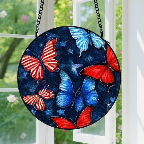 Suspension en vitrail, attrape-soleil artistique coloré, décoration fenêtre porte, cadeau Anniversaire pour femme, homme, maman, grand-mère 15 cm (1/5)