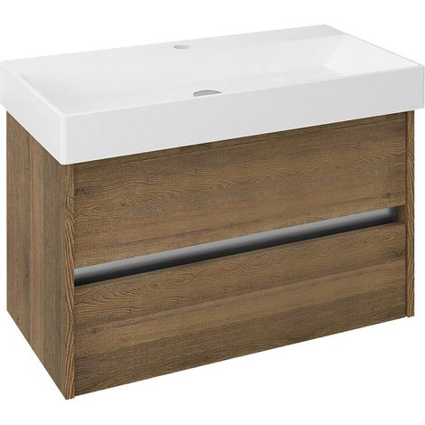 NIRONA Meuble sous-vasque 82x51,5x43cm, chêne Sherwood (1/4)