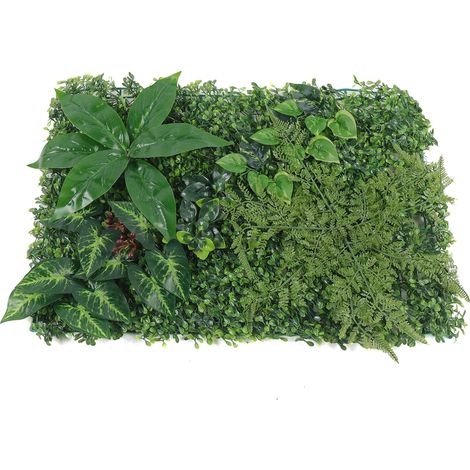 12 Stück künstliche Pflanzenwand, künstliche Buchsbaum-Heckenplatte, grüner Efeublattzaun, gefälschter Blätterschirm für den Innen- und Außenbereich, Garten, 60 x 40 cm (1/5)