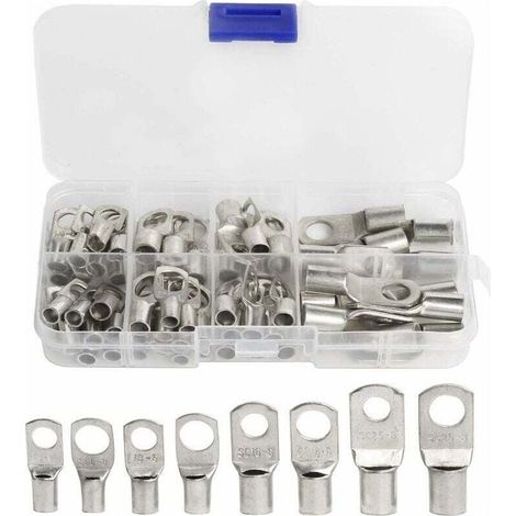 60 Pcs Cosses Électrique Trou boulon en Cuivre Étamé Connecteurs SC à sertir/souder pour câble de 6m㎡ 8m㎡ 10m㎡ 16m㎡ 25m㎡ (1/5)