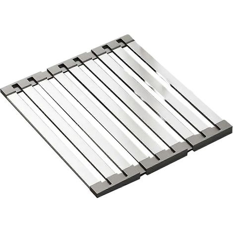 Égouttoir à vaisselle pliable pour évier de cuisine, égouttoir à vaisselle à poser sur l'évier, égouttoir de comptoir, égouttoir en acier inoxydable (1/5)