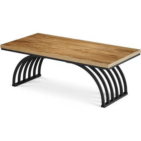 Mesa de centro rectangular 120x60x45 cm de madera y metal negro marrón HOMVRA (1/5)