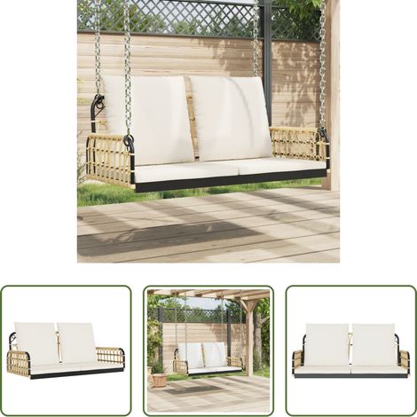 Meuble extérieur - Balancelle avec coussins 105x58x38 cm résine tressée et acier (1/5)