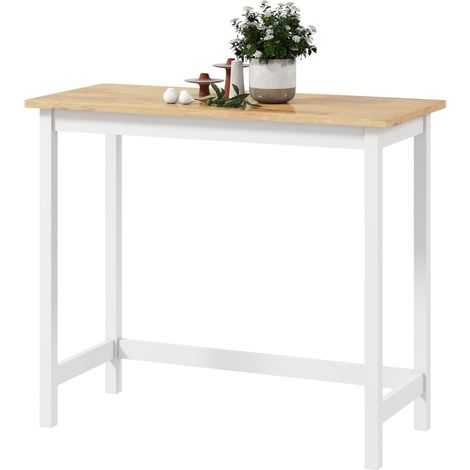 Tavolo bar compatto effetto quercia, 108 x 48 x 91 cm, bianco e legno (1/3)