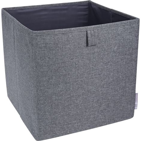 Bigso Box of Sweden Cubo portaoggetti per scaffale e armadio – Scatola organizer per giocattoli, vestiti, materiale da ufficio e altro – Contenitore armadio pieghevole in poliestere e cartone – grigio (1/4)