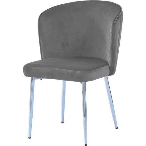 Lot de 4 chaises moderne DIANA chrome velours Gris (1/3)