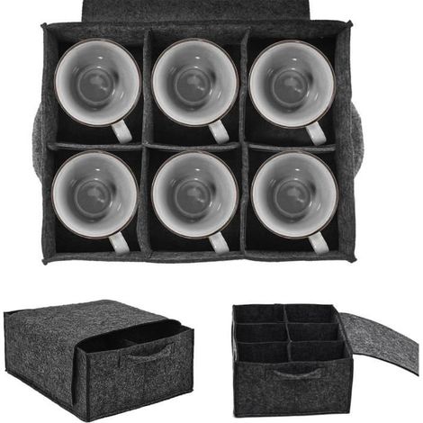 Porte-Assiettes en Feutre pour Camping-Car - 28 x 21 cm - Support en Verre pour Camping-Car, boîte de Rangement avec Séparateurs (1/4)