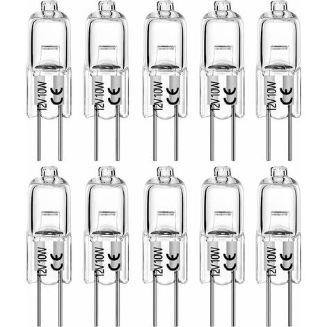 VURAHOME -Ampoule Halogène G4 T3 10 Watt 120lm G4 Lampe Bi-Pin AC / DC12 Volt pour lumière puck, lustre, éclairage sur rail, 10W 12V blanc chaud 2700K (pack de 10) (1/5)