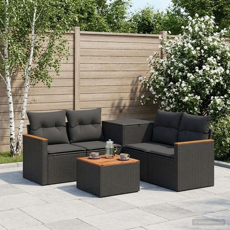 vidaXL Set di divani 6 pz Nero Rattan sintetico e Acciaio (1/5)