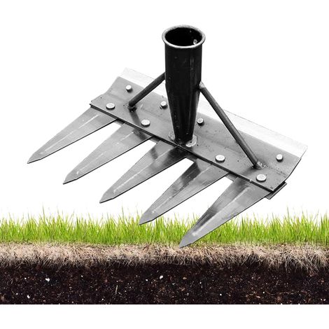 5-Tooth Carbon Steel Weeding Rake, Garden Rake, Garden Tool Rake, Detachable Heavy-Duty Double-Sided Metal Garden Rake for Backyard Farm (1/5)
