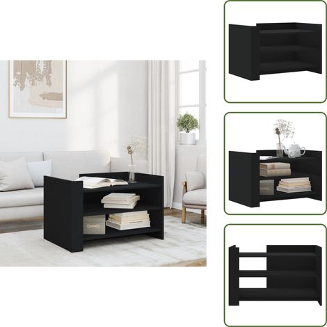The Living Store Table basse noir 80x50x50 cm bois d'ingénierie - Table Basse - Meuble Salon - Table D'appoint - Table Design - Table Noire (1/5)