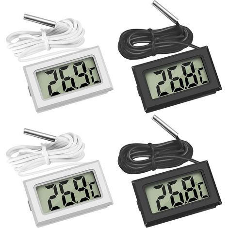 Set mit 4 wasserdichten digitalen LCD-Thermometern – Messbereich von -50℃ bis 110℃ – Für Kühlschränke, Gefrierschränke und Aquarien (1/5)