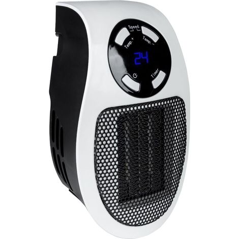 GSH 500 K Mini-Heizlüfter zum Einstecken (230 V, 500 W Heizleistung, 28,46 m³/h Lüftergeschwindigkeit, PTC-Keramik-Heizelement, 90° drehbarer Netzstecker, Timerfunktion, XXW-Anzeige) (1/4)