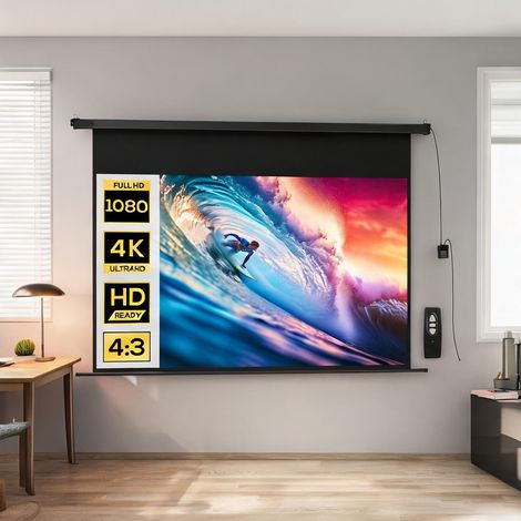 Écran de projection motorisé 100 pouces 16:9 4K en plastique mat (1/5)