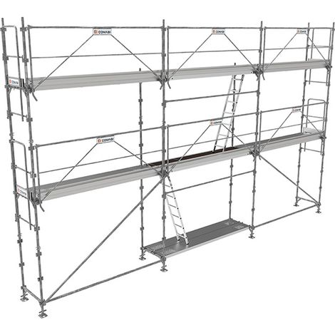 Echafaudage fixe de façade 60m² - Plancher Acier - Structure Acier - Garde-corps Monoblocs - R200GCM-60-SPP/A (1/5)
