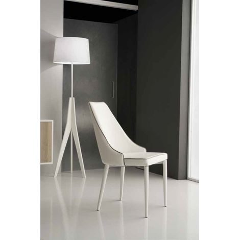 Sedia ecopelle Bianco IOLE - cuciture contrasto 2 sedie (1/2)