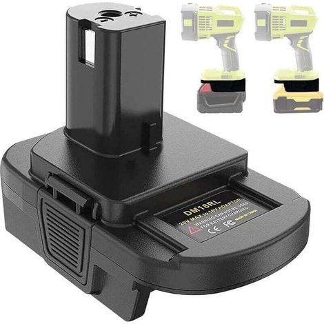 DM18RL Battery Adapter for Ryobi 18V Lithium Battery Power Tools, converts to DeWalt 18V 20V or Milwaukee 18V Li-ion Battery for 18V Power Supply (1/4)