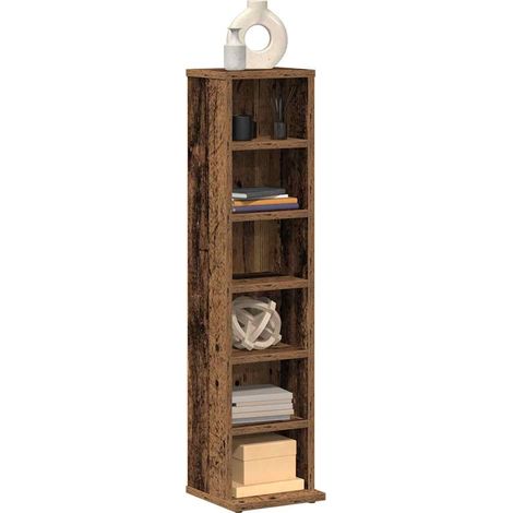 vidaXL CD Cabinet Old Wood 21x20x88 cm Engineered Wood