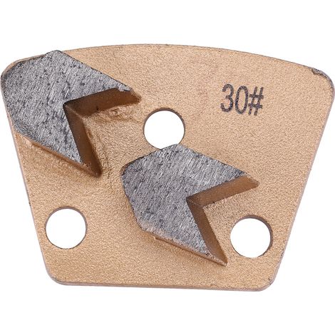 Ortviai Disque de meulage diamanté trapézoïdal pour béton, grain 30, 3 trous, 2 dents fléchées, 7,5 x 5,5 cm (1/5)