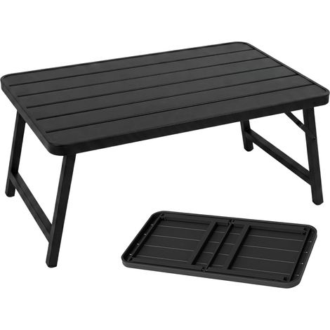 Table basse d'extérieur pliante, noire, 90 × 40 × 39 cm, en fer, résistante aux intempéries, aucun montage nécessaire (1/5)