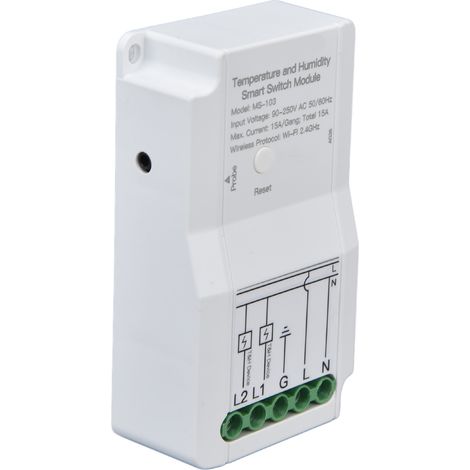 Interrupteur WiFi avec Capteur de Température et Humidité, Double Relais 90‑250V pour Application TUYA (1/5)