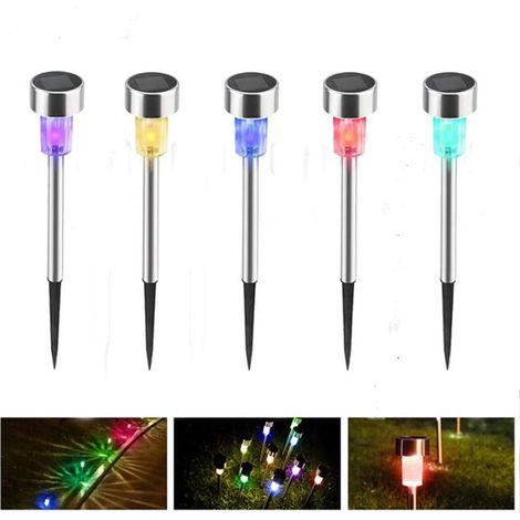 Set of 5 stainless steel solar garden lights for railways, rechargeable outdoor lights for patio, yard, garden, driveway (1/5)