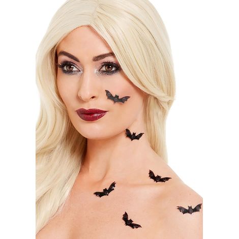 Smiffys Make-Up FX - 3D Bat Stickers - Black - 6pcs - 50818