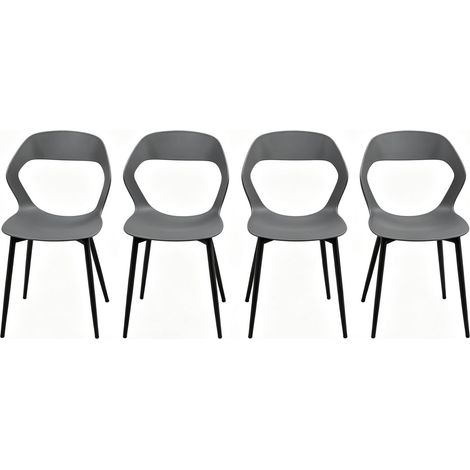 Set di 4 sedie da pranzo moderne in PP e metallo grigio con schienale ergonomico traforato MODENUIT (1/5)