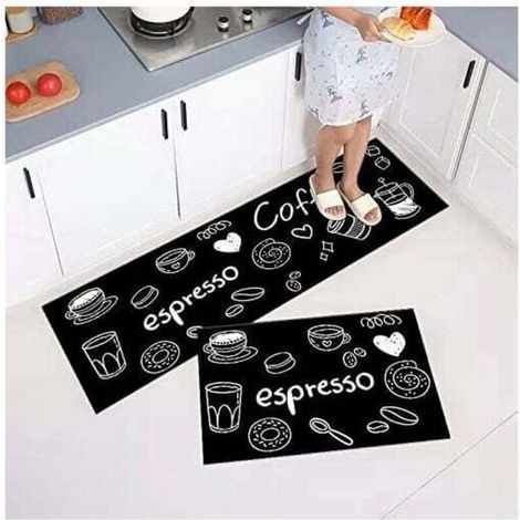Lot de 2 Tapis de Cuisine antidérapants. Absorbe l'eau et l'huile. Résistant à la poussière (40 x 60 + 40 x 120 cm) (1/5)