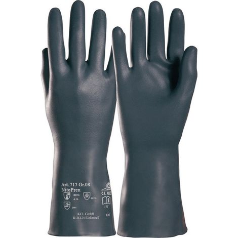 Guante químico nitopren 717 talla 9 gris oscuro EN 388.EN 374 PSA III HONEYWELL (Por 10)