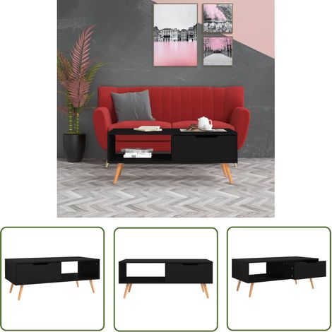 The Living Store Couchtisch Schwarz 100x49,5x43 cm Holzwerkstoff - Couchtisch - Wohnzimmertisch - Holzt Tisch - Schwarz - Holzwerkstoff (1/5)