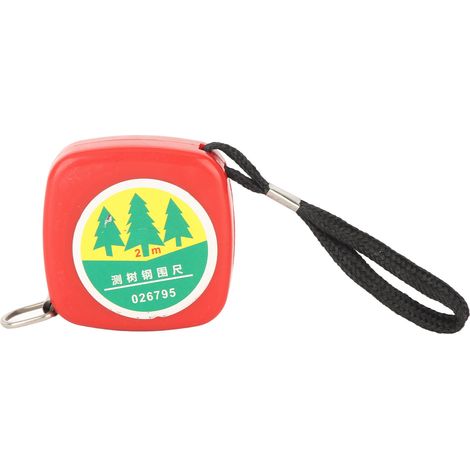 Ruban measuring circonférence tronc arbre mètre flexible acier 10mm x 2m rouge aimanté rétractable boîtier 5x5x2cm 43g (1/5)