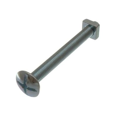 20 boulons de toiture à tête cruciforme + écrous carrés BZP plaqué zinc 8 mm M8 x 80 mm (1/2)