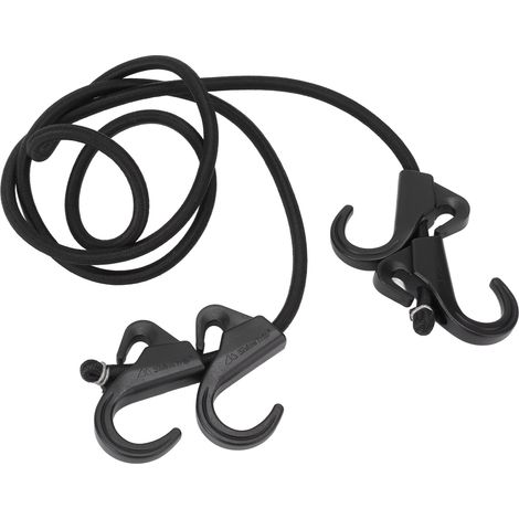 Lot cordons élastiques + crochets mousqueton – noir – camping – sangles bagages