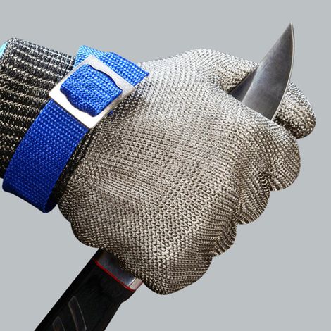 Gant Anti-Coupe - Maille Métallique En Acier Inoxydable - Pour Découpe De Viande Et Travaux Manuels - Taille Unique Disponible (1/2)