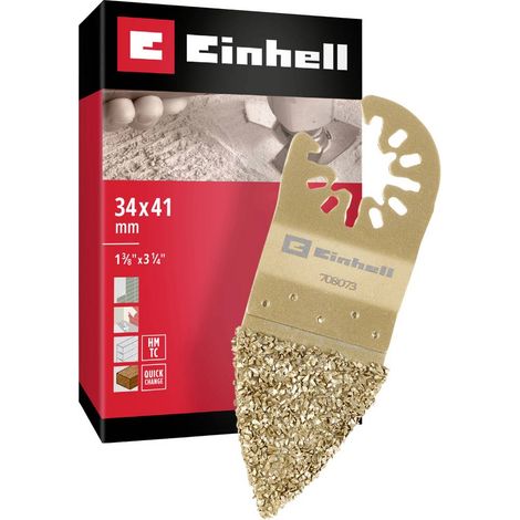 Original Einhell Râpe à doigts en carbure de tungstène 34mm (forme compacte, saupoudrage de carbure de tungstène, fonction de changement rapide Open Back, convient pour les outils multifonctions) (1/4)