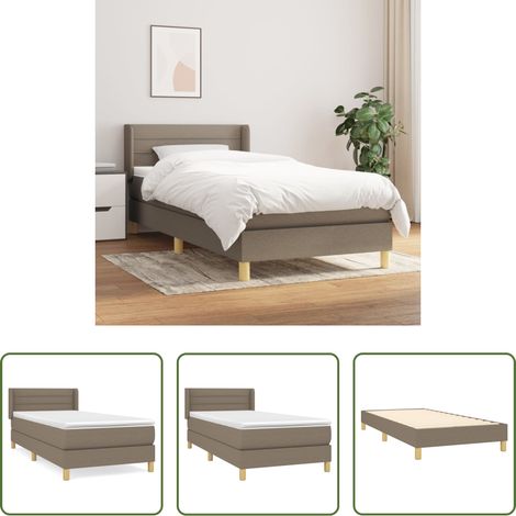 vidaXL Tête de lit réglable - Sommier à lattes de lit avec matelas Taupe 80x200 cm Tissu (1/5)
