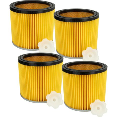vhbw 4x filtro a pieghe piatte compatibile con Bosch PAS 11-25, PAS 1000, GAS 12-30 F Professional aspirapolvere - giallo / nero / argento