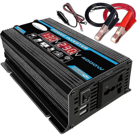 Convertisseur 12V vers 220V/110V 4000W avec double USB, adaptateur chargeur inverseur LED AC pour voiture, maison, motif ours fraise (1/2)