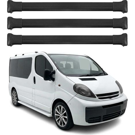OMAC Barres de toit en aluminium pour Opel Vivaro A 2001-2014 – Charge max 75 kg – 3 barres Noir (1/5)