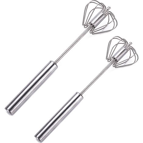 Mélangeur à poussoir en acier inoxydable 2 pièces - mélangeur manuel et mélangeur à piston faciles à utiliser pour fouetter la crème