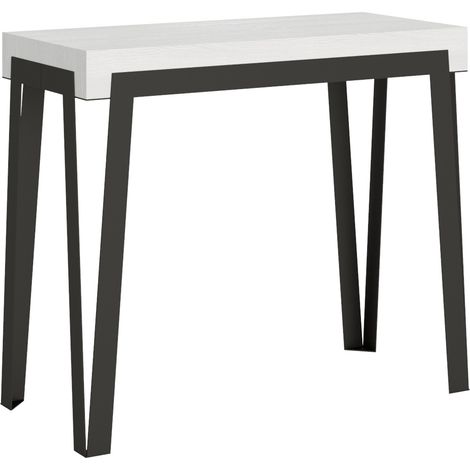 Consolle allungabile 90x40/300 cm Rio Bianco Frassino telaio Antracite (1/5)