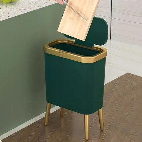PP High Foot Trash Bin with Lid (1/5)